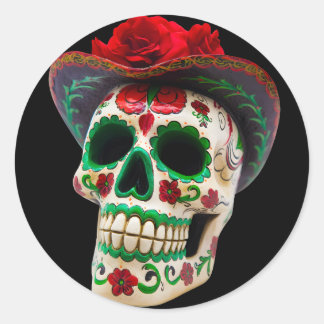 Rond Jour de la Fleur réaliste du Sticker crâne mort
