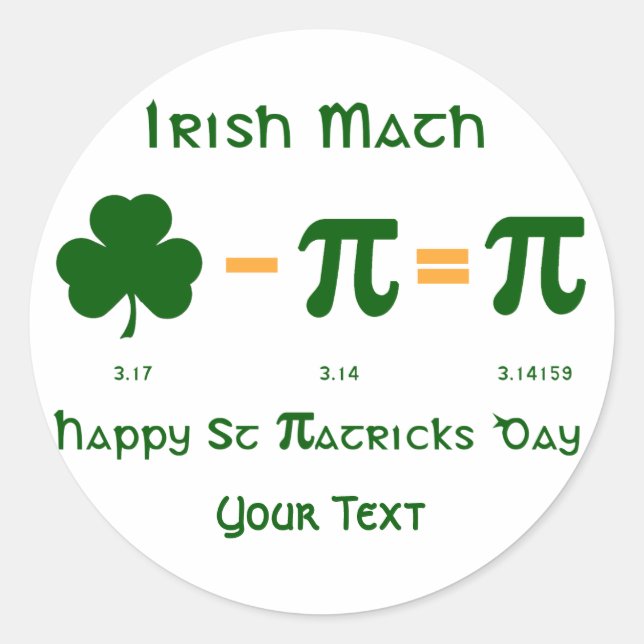 Rond Jour de la Saint Patrick & Pi Day Sticker Étiquett (Devant)
