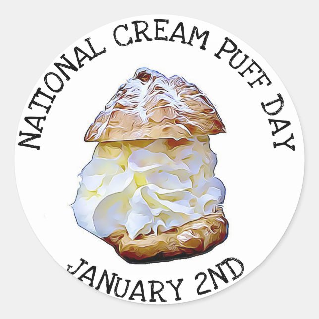 Rond Jour national du Puff à la crème Janvier 2 Sticker (Devant)