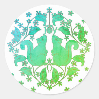 Rond Joy Écureuils avec Sticker d'art animal Fleurs
