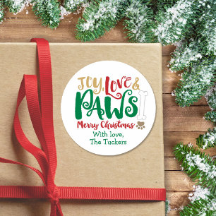 Rond Joy Love PAWS Chien Sticker Empreintes de pattes d
