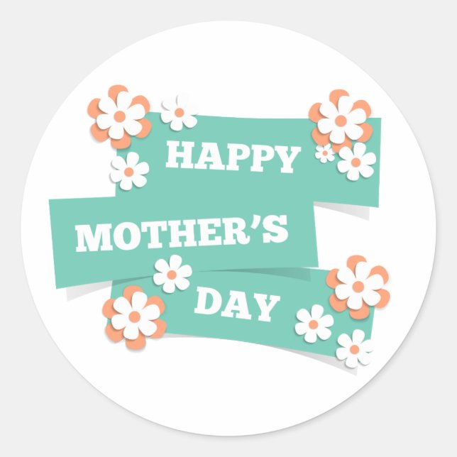 Rond Joyeuse Fête des Mères Florale | Sticker (Devant)