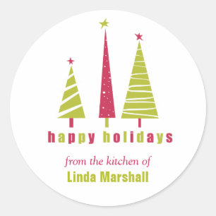 Rond Joyeuses fêtes Sticker Arbres de Noël
