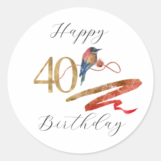 Rond Joyeux 40ème Anniversaire Sticker (Devant)