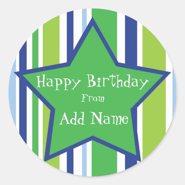 Rond Joyeux Anniversaire Personnalisable Sticker Star (Devant)