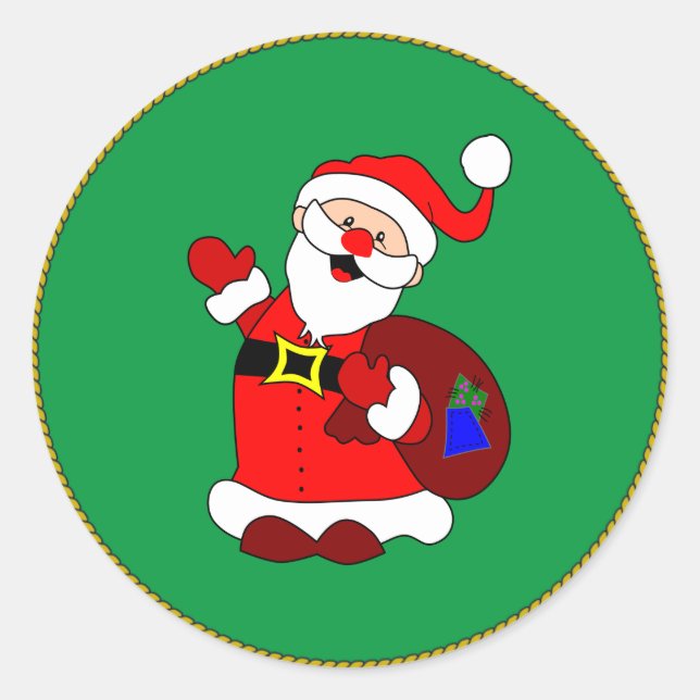 Rond Joyeux Noël de Père Noël Classic Round Sticker (Devant)