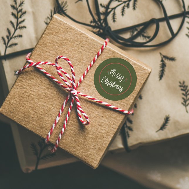 Rond Joyeux Noël moderne | Sticker vert et rouge (Modern Merry Christmas | Green and Red Sticker
)