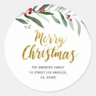 Rond joyeux noël nouvelle adresse sticker vacances