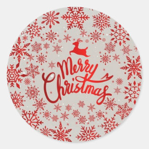 Rond Joyeux Noël Red Snowflakes Sticker de vacances