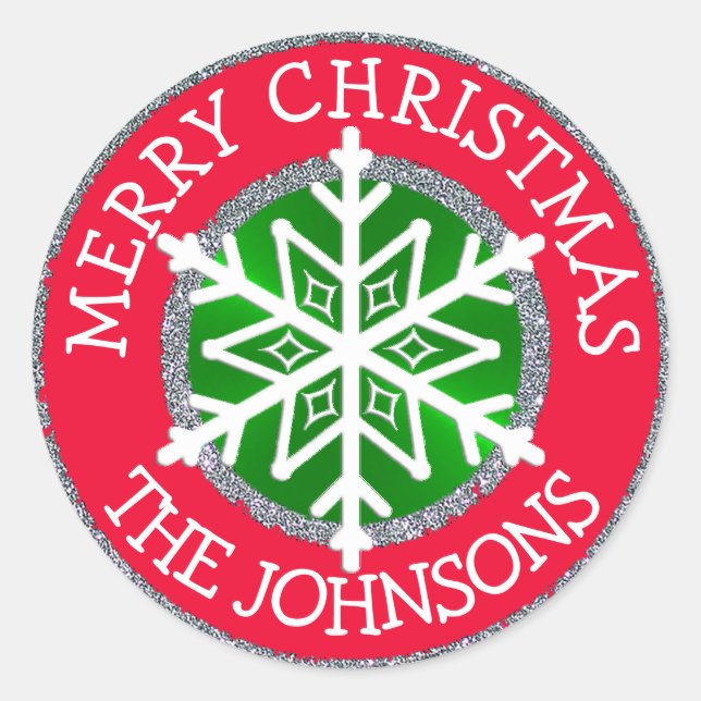Rond Joyeux Noël, Sticker personnalisé Snowflake (Devant)