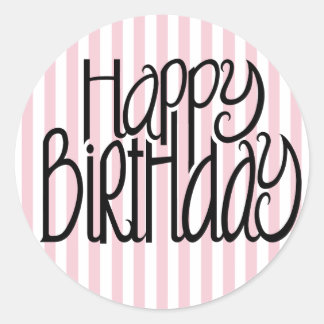 Rond Joyeux Sticker Anniversaire rose