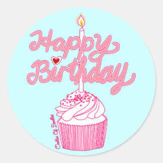 Rond Joyeux Sticker Art Doodle Cupcake Anniversaire