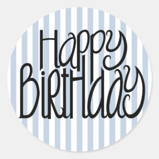 Rond Joyeux Sticker Bleu Stripes Anniversaire