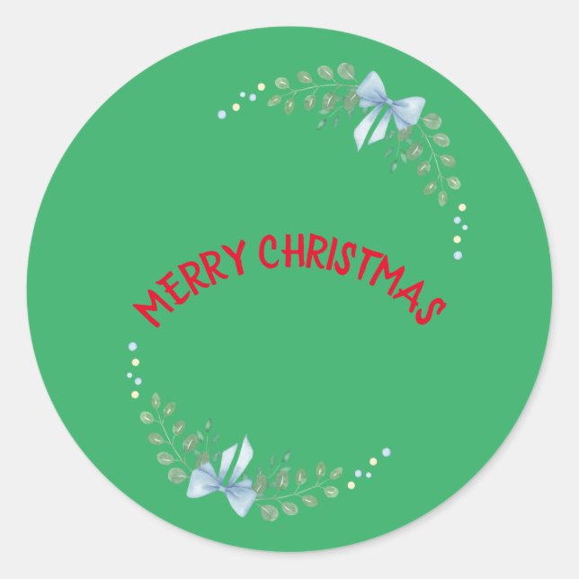 Rond Joyeux Sticker Cercle de Noël Vert Funny (Devant)