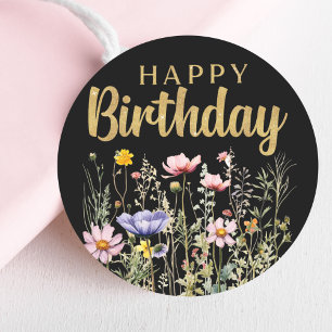 Rond Joyeux Sticker Classique Fleur sauvage Anniversair