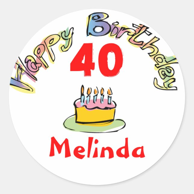 Rond Joyeux Sticker d'anniversaire (Devant)