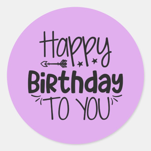 Rond Joyeux Sticker d'anniversaire sur violet (Devant)