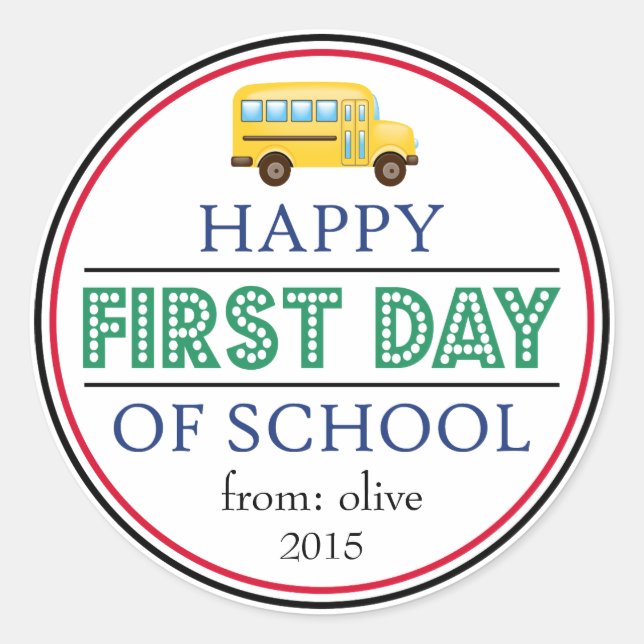 Rond Joyeux Sticker De Bus Du Premier Jour De L'École ( (Devant)