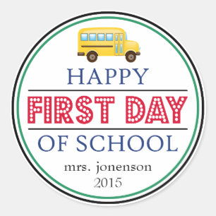Rond Joyeux Sticker De Bus Du Premier Jour De L'École (