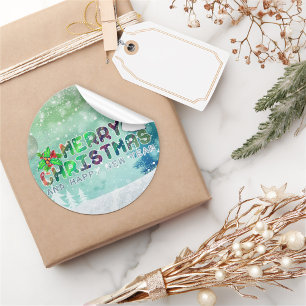 Rond Joyeux Sticker de Noël et Bonne Année