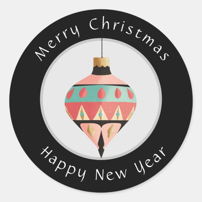 Rond Joyeux Sticker de Noël et Bonne Année (Devant)