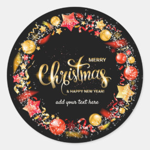Rond Joyeux Sticker de Noël et Bonne Année
