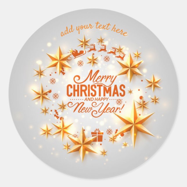 Rond Joyeux Sticker de Noël et Bonne Année (Devant)