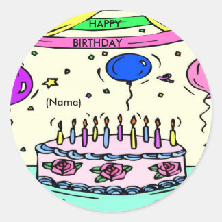 Rond Joyeux Sticker de nom d'anniversaire