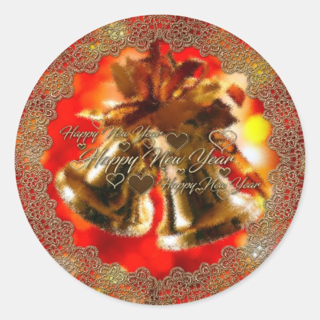 Rond Joyeux Sticker du Nouvel An (Devant)