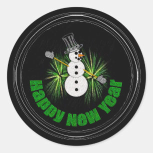 Rond Joyeux Sticker du Nouvel An 1