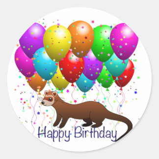 Rond Joyeux Sticker Ferret Anniversaire