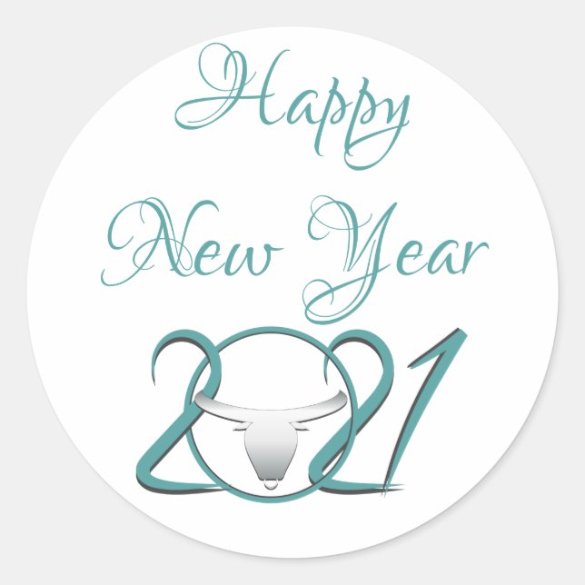 Rond Joyeux Sticker Rouge Personnalisé du Nouvel An (Devant)