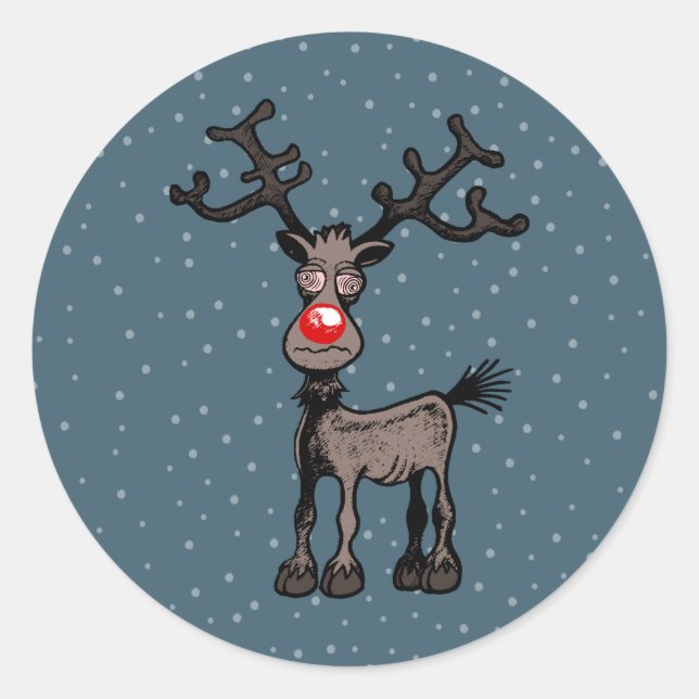 Rond Joyeux stressmas avec Rudolph le Sticker Reindeer (Devant)