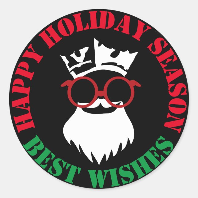 Rond JOYEUX VACANCES de PÈRE NOËL Classic Round Sticker (Devant)