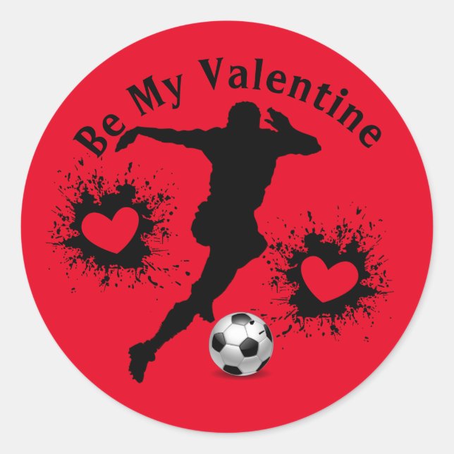 Rond Joyeux Valentines Jour Sticker joueur de football (Devant)