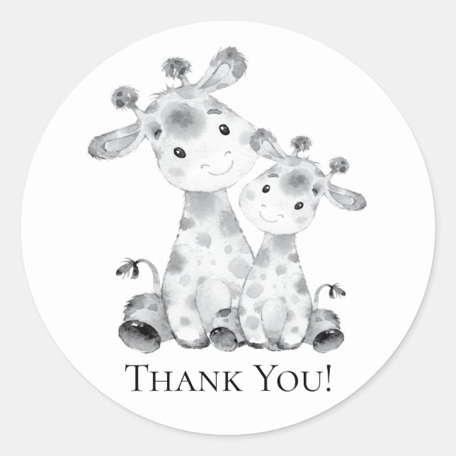 Rond Jungle Giraffe Douche Merci Favoriser Sticker (Devant)