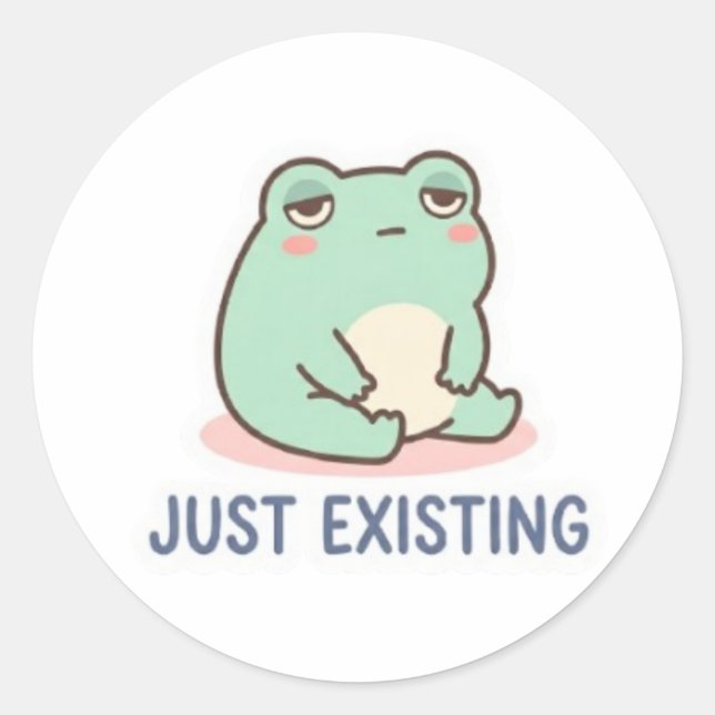 Rond Just Existing Frog Sticker Cute Neutral Frog Minim (Devant)