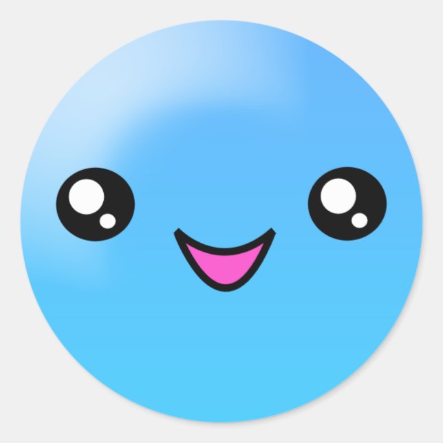 Rond Kawaii Dots de sucre Blueberry Happy Face Sticker (Devant)