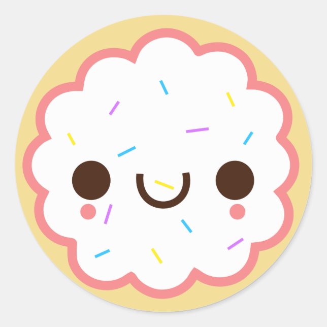 Rond kawaii joli cookie sucre gelé Sticker (Devant)