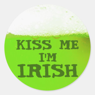 Rond Kiss Me Je suis Irish Green Beer Sticker