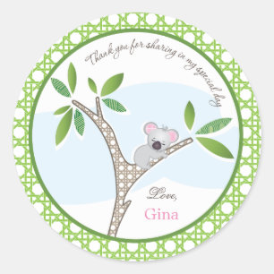 Rond Koala Bear   Sticker Baby shower Faveur