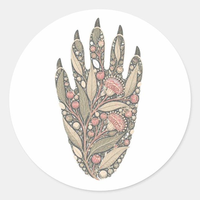 Rond Koala Botanical Footprint Nature Sticker (Devant)