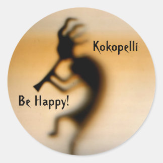 Rond Kokopelli Be Happy Inspirational Sticker
