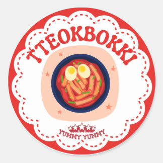 Rond Korean Tteokbokki Sticker | Cute K-Food Round Labe