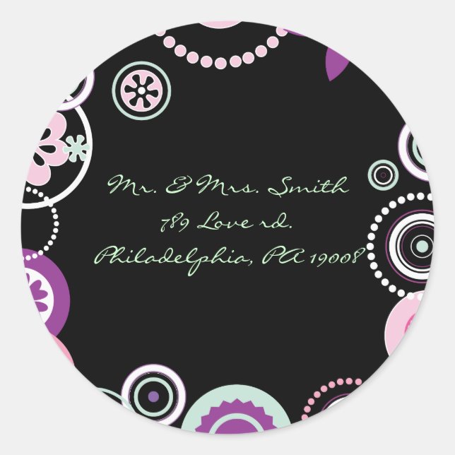 Rond KRAZY POLKA DOT Astract Mariage Répondre Sticker j (Devant)
