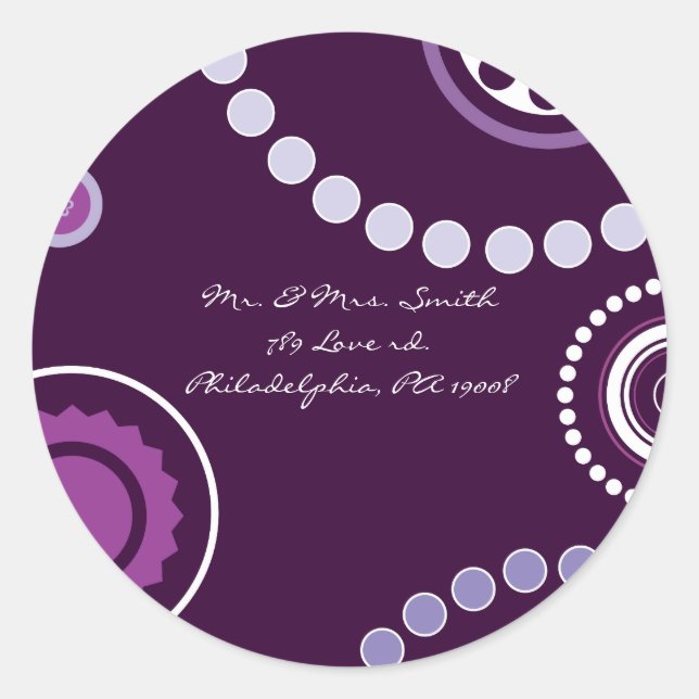 Rond KRAZY POLKA DOT Astract Mariage Répondre Sticker j (Devant)