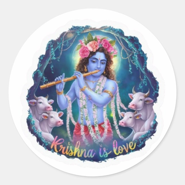Rond Krishna est Sticker d'amour : Dévotion Divine (Devant)