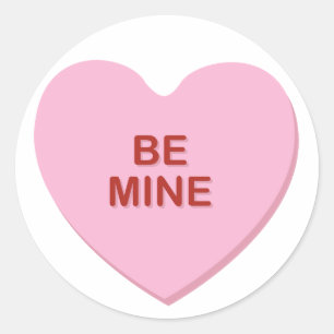 Rond KRW Be Mine Valentine Candy Heart Sticker
