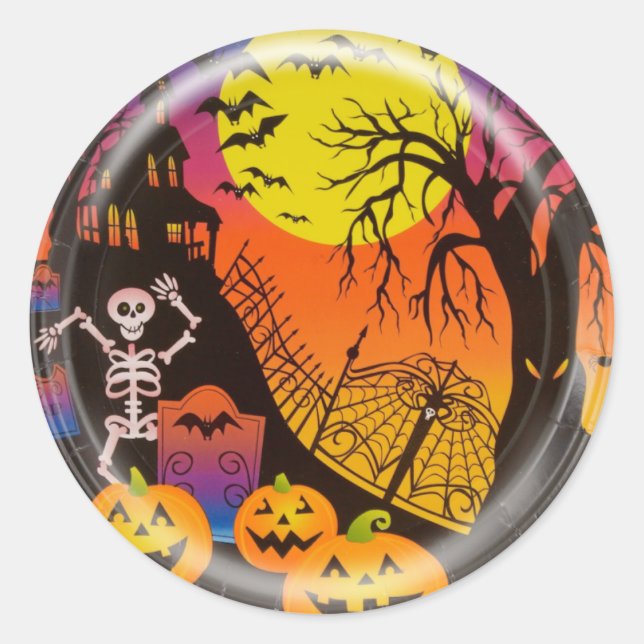 Rond KRW Happy Halloween Haunted House Sticker (Devant)