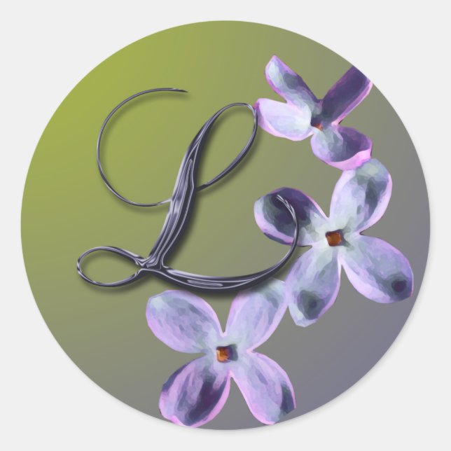 Rond L Sticker à enveloppe Lilac Monogramme (Devant)